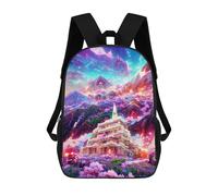 sinyumoney 3D Fantasy Mountain Village -3 Print Children Backpack for School Students Backpacks Schoolbag Shoulder Book Bags 17inch