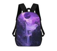 sinyumoney 3D Fantasy Purple Waterfall Scene Kid's Backpack Waterproof 17inch School Bag Cute Rucksacks Fashion Casual Schoolbag for Kids for Girl Boy School