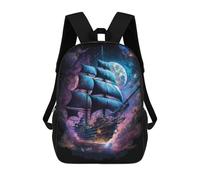 sinyumoney 3D Fantasy Sailing Ship Artwork -3 Print Children Backpack for School Students Backpacks Schoolbag Shoulder Book Bags 17inch