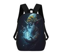 sinyumoney 3D Fantasy Wizard Holding Magic Circle School Backpack for Kids Adult,Animal Schoolbags Large Bookbags Casual Daypack with Side Mesh Pocket 17inch