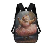 sinyumoney 3D Fat Cat Funny Dancing School Backpack Student Casual Backpack For Kid's Children's Daypack Bookbag Hiking Sports Outdoor Work Travel Laptop Bag 17inch