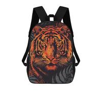 sinyumoney 3D Fierce Tiger Vector Portrait with Jungle Backdrop School Backpack Student Casual Backpack For Kid's Children's Daypack Bookbag Hiking Sports Outdoor Work Travel Laptop Bag 17inch