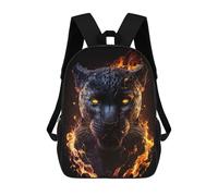 sinyumoney 3D Fiery Flames Black Panther School Backpack Student Casual Backpack For Kid's Children's Daypack Bookbag Hiking Sports Outdoor Work Travel Laptop Bag 17inch