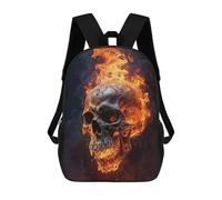 sinyumoney 3D Fiery Flames Smoke Skull School Backpack Student Casual Backpack For Kid's Children's Daypack Bookbag Hiking Sports Outdoor Work Travel Laptop Bag 17inch