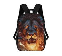 sinyumoney 3D Fiery Lion Roar -2 Print Children Backpack for School Students Backpacks Schoolbag Shoulder Book Bags 17inch