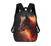 sinyumoney 3D Fiery Wolf School Backpack Student Casual Backpack For Kid's Children's Daypack Bookbag Hiking Sports Outdoor Work Travel Laptop Bag 17inch