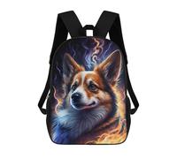 sinyumoney 3D Flaming Corgi Art Print -2 17 Inch School Backpack Student Casual Backpack For Kid's Children's Daypack Bookbag Hiking Sports Outdoor Work Travel Laptop Bag