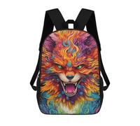 sinyumoney 3D Flaming Fox Vibrant Artwork Print Children Backpack for School Students Backpacks Schoolbag Shoulder Book Bags 17inch