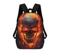 sinyumoney 3D Flaming Skull Artwork Kid's Backpack Waterproof 17inch School Bag Cute Rucksacks Fashion Casual Schoolbag for Kids for Girl Boy School
