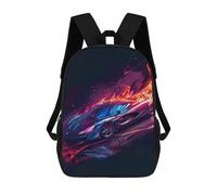 sinyumoney 3D Flaming Speed Hypercar Artwork Kid's Backpack Waterproof 17inch School Bag Cute Rucksacks Fashion Casual Schoolbag for Kids for Girl Boy School