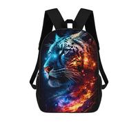 sinyumoney 3D Flaming Tiger Artwork -10 Print Children Backpack for School Students Backpacks Schoolbag Shoulder Book Bags 17inch
