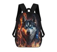 sinyumoney 3D Flaming Wolf Art Print -1 Print Children Backpack for School Students Backpacks Schoolbag Shoulder Book Bags 17inch