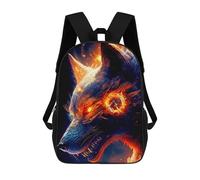 sinyumoney 3D Flaming Wolf Artwork -8 Kid's Backpack Waterproof School Bag Bookbag Cute Rucksacks Fashion Casual Schoolbag for Kids for Girl Boy School 17inch