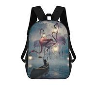 sinyumoney 3D Flamingos in The Rain Kid's Backpack Waterproof School Bag Bookbag Cute Rucksacks Fashion Casual Schoolbag for Kids for Girl Boy School 17inch