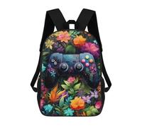 sinyumoney 3D Floral Gaming Controller Artwork -2 Kid's Backpack Waterproof School Bag Bookbag Cute Rucksacks Fashion Casual Schoolbag for Kids for Girl Boy School 17inch