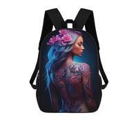 sinyumoney 3D Floral Girl 17 Inch School Backpack Student Casual Backpack For Kid's Children's Daypack Bookbag Hiking Sports Outdoor Work Travel Laptop Bag