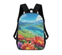 sinyumoney 3D Floral Valley with Lake And Mountains Kid's Backpack Waterproof School Bag Bookbag Cute Rucksacks Fashion Casual Schoolbag for Kids for Girl Boy School 17inch