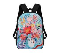sinyumoney 3D Floral Whimsy Vase Print Children Backpack for School Students Backpacks Schoolbag Shoulder Book Bags 17inch