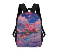 sinyumoney 3D Flying Pink Pig School Backpack Student Casual Backpack For Kid's Children's Daypack Bookbag Hiking Sports Outdoor Work Travel Laptop Bag 17inch