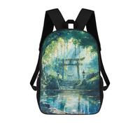 sinyumoney 3D Forest Kami Shrine Printing Daypacks Kids Casual Backpack Knapsack High Capacity Rucksack Travel Laptop Book Bag 17inch