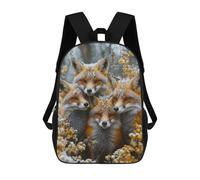 sinyumoney 3D Fox Family in Winter 17 Inch School Backpack Student Casual Backpack For Kid's Children's Daypack Bookbag Hiking Sports Outdoor Work Travel Laptop Bag