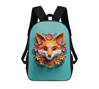 sinyumoney 3D Fox Floral Art Backpacks Kids School Backpack School Bag 3D Printed School Bag for Boys Elementary And Middle School Students 17inch