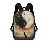 sinyumoney 3D Fox Gazing at Yin Yang Printing Daypacks Kids Casual Backpack Knapsack High Capacity Rucksack Travel Laptop Book Bag 17inch