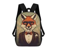 sinyumoney 3D Fox in Suit Animal Art School Backpack Student Casual Backpack For Kid's Children's Daypack Bookbag Hiking Sports Outdoor Work Travel Laptop Bag 17inch