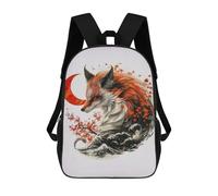 sinyumoney 3D Fox Watercolor 17 Inch School Backpack Student Casual Backpack For Kid's Children's Daypack Bookbag Hiking Sports Outdoor Work Travel Laptop Bag