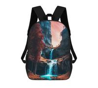 sinyumoney 3D Fun Cool Teenager Boys Girls Bag Cascading Waterfall Canyon Backpack Printing 3D Kids Bagpack Primary Children School Bags 17inch