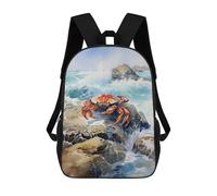 sinyumoney 3D Fun Cool Teenager Boys Girls Bag Crab Watercolor Backpack Printing 3D Kids Bagpack Primary Children School Bags 17inch
