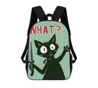 sinyumoney 3D Fun Cool Teenager Boys Girls Bag Crazy Cat Backpack Printing 3D Kids Bagpack Primary Children School Bags 17inch