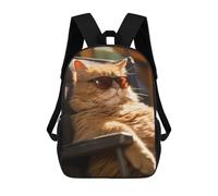 sinyumoney 3D Fun Cool Teenager Boys Girls Bag Fat Cat Chilling Sun Beach Backpack Printing 3D Kids Bagpack Primary Children School Bags 17inch