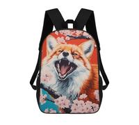 sinyumoney 3D Fun Cool Teenager Boys Girls Bag Fox with Cherry Blossoms Backpack Printing 3D Kids Bagpack Primary Children School Bags 17inch