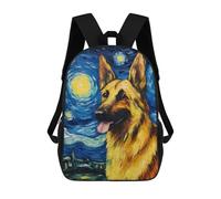 sinyumoney 3D Fun Cool Teenager Boys Girls Bag German Shepherd Night Backpack Printing 3D Kids Bagpack Primary Children School Bags 17inch