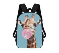 sinyumoney 3D Fun Cool Teenager Boys Girls Bag Giraffe Blowing Bubble Gum Backpack Printing 3D Kids Bagpack Primary Children School Bags 17inch