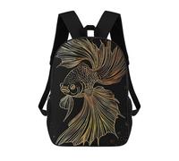 sinyumoney 3D Fun Cool Teenager Boys Girls Bag Golden Lion Koi Fish Backpack Printing 3D Kids Bagpack Primary Children School Bags 17inch