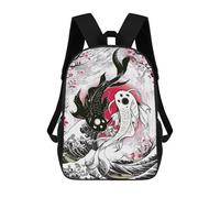 sinyumoney 3D Fun Cool Teenager Boys Girls Bag Great Wave Koi Yin Yang Backpack Printing 3D Kids Bagpack Primary Children School Bags 17inch