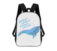 sinyumoney 3D Fun Cool Teenager Boys Girls Bag Lonely Whale Text Version Backpack Printing 3D Kids Bagpack Primary Children School Bags 17inch