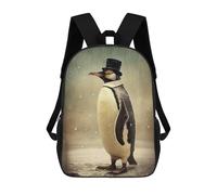sinyumoney 3D Fun Cool Teenager Boys Girls Bag Penguin Retro Backpack Printing 3D Kids Bagpack Primary Children School Bags 17inch
