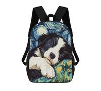 sinyumoney 3D Fun Cool Teenager Boys Girls Bag Sleeping Border Collie Starry Night Backpack Printing 3D Kids Bagpack Primary Children School Bags 17inch