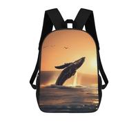 sinyumoney 3D Fun Cool Teenager Boys Girls Bag Whale Jumping in The Sea Backpack Printing 3D Kids Bagpack Primary Children School Bags 17inch