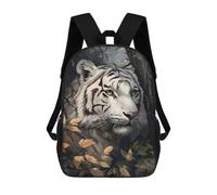 sinyumoney 3D Fun Cool Teenager Boys Girls Bag White Tiger Portrait Backpack Printing 3D Kids Bagpack Primary Children School Bags 17inch