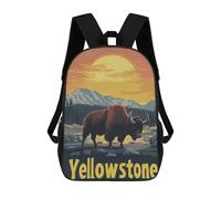 sinyumoney 3D Fun Cool Teenager Boys Girls Bag Yellowstone Bison Sunset Backpack Printing 3D Kids Bagpack Primary Children School Bags 17inch