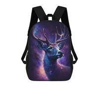 sinyumoney 3D Galactic Deer Portrait-7 Kid's Backpack Waterproof 17inch School Bag Cute Rucksacks Fashion Casual Schoolbag for Kids for Girl Boy School