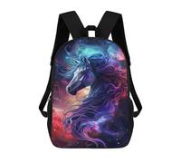 sinyumoney 3D Galactic Horse Art Print Kid's Backpack Waterproof 17inch School Bag Cute Rucksacks Fashion Casual Schoolbag for Kids for Girl Boy School