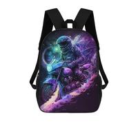 sinyumoney 3D Galactic Motorcycle Ride -12 Kid's Backpack Waterproof 17inch School Bag Cute Rucksacks Fashion Casual Schoolbag for Kids for Girl Boy School