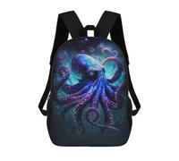 sinyumoney 3D Galactic Octopus Art Print-18 17 Inch School Backpack Student Casual Backpack For Kid's Children's Daypack Bookbag Hiking Sports Outdoor Work Travel Laptop Bag