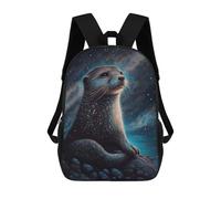 sinyumoney 3D Galactic Otter Gazing Stars 17 Inch School Backpack Student Casual Backpack For Kid's Children's Daypack Bookbag Hiking Sports Outdoor Work Travel Laptop Bag
