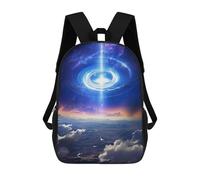 sinyumoney 3D Galactic Portal Over Mountains Kid's Backpack Waterproof 17inch School Bag Cute Rucksacks Fashion Casual Schoolbag for Kids for Girl Boy School